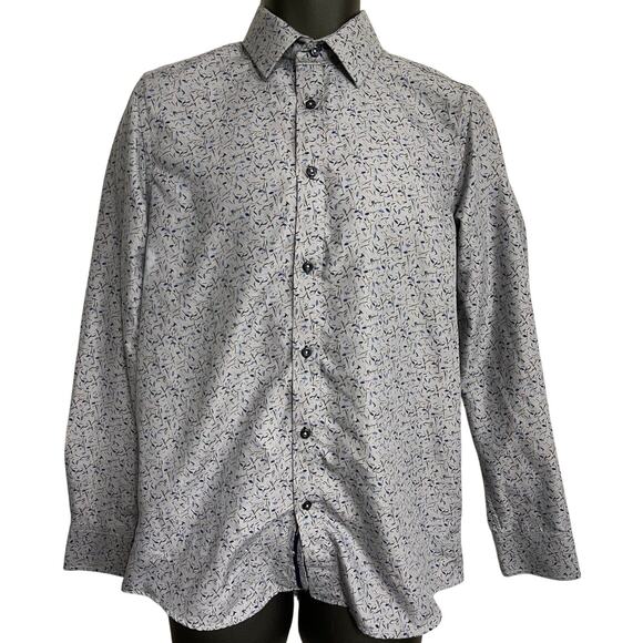 Rosso Milano Italy Button Up Shirt Men Size S Blue All Over Print Floral Vacay - Picture 1 of 5